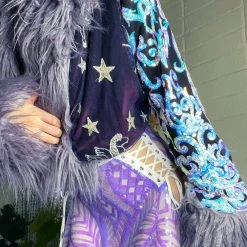Disco Lemonade OUTERWEAR Lux X Disco: Celestial Cobalt Cropped Coat - Size XL