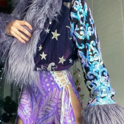 Disco Lemonade OUTERWEAR Lux X Disco: Celestial Cobalt Cropped Coat - Size XL