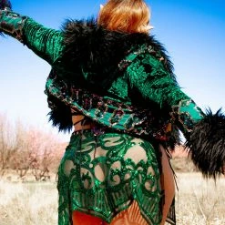 Disco Lemonade OUTERWEAR Lux X Disco: Emerald Cropped Coat