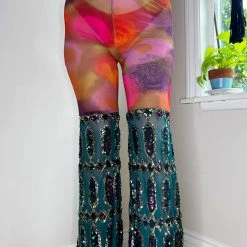 Disco Lemonade Lux X Disco: Rose Emerald Bell Bottoms | Size M/L